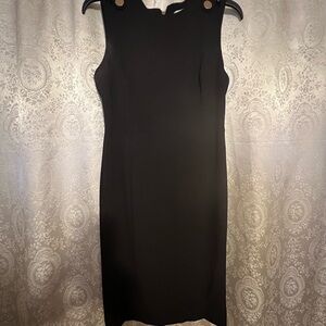 Calvin Klein Black Midi Dress with Button Accents